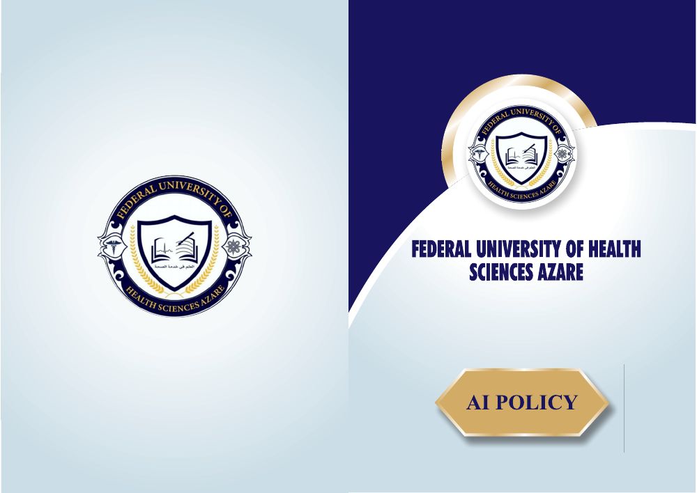 Cover of the FUHSA Artificial Intelligence Policy, featuring the university crest and navy and gold design